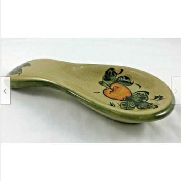 Mexican Pottery Kitchen Spoon Rest Castillo Hand Painted Apple Design - Picture 3 of 4